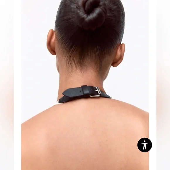 Zara Cream and Black Geometric Halter Midi Dress - Picture 5 of 7